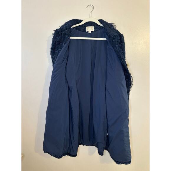 Sail to Sable Womens Navy Tweed Sparkle Gold Button Front Preppy Coat Size XL - Picture 5 of 10
